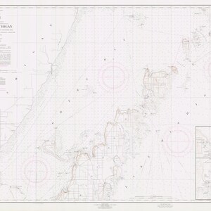 Lake Michigan Map - Green Bay Historical Chart 1960 - Nautical Chart Print