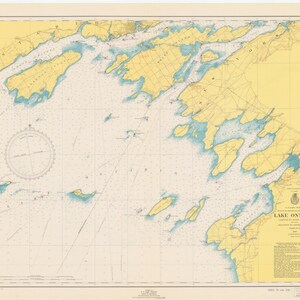 Lake Ontario - East End - Kingston to Sandhurst Historische Karte 1949 - Seekarte Druck