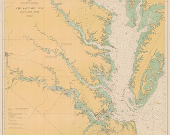 Chesapeake Bay Map 1944 Nautical Chart Print - Etsy