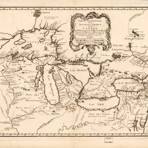 Carte des Grands Lacs 1755 (lumière) - Carte nautique Imprimer