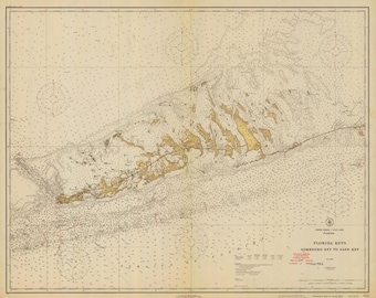 Mapa histórico de 1922 de Sombrero Key a Sand Key - Florida Keys - Impressão de carta náutica