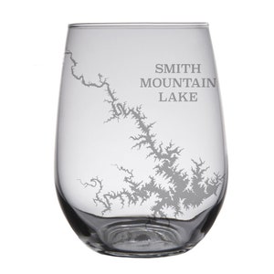Smith Mountain Lake, VA Map Engraved Glasses