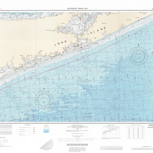 Long Island East - Bademetrische Angelkarte - Seekarte Druck