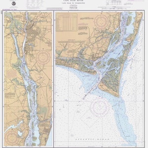 Cape Fear a Wilmington - 1985 - Impresión de cartas náuticas