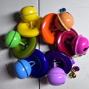 Handmade Large Button Jingle Bell Rainbow Pride Charm Bracelet