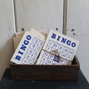Vintage BINGO Cards Blue & White