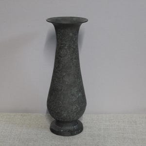 Ornately Etched Brass Vase