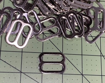 LOT OF 50 1” Double Loop Flat Tri Bar Slide Nickel Hardware Leatherwork Bag Making Strap Supplies