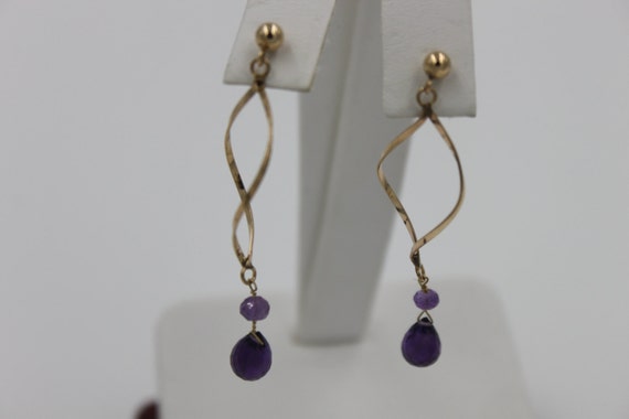 Dangeling Amethyst earring yellow gold 10 kt - image 1