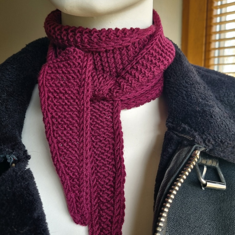 Petite écharpe tour de cou, écharpe en tricot, écharpe de cou, accessoire tendance red wine