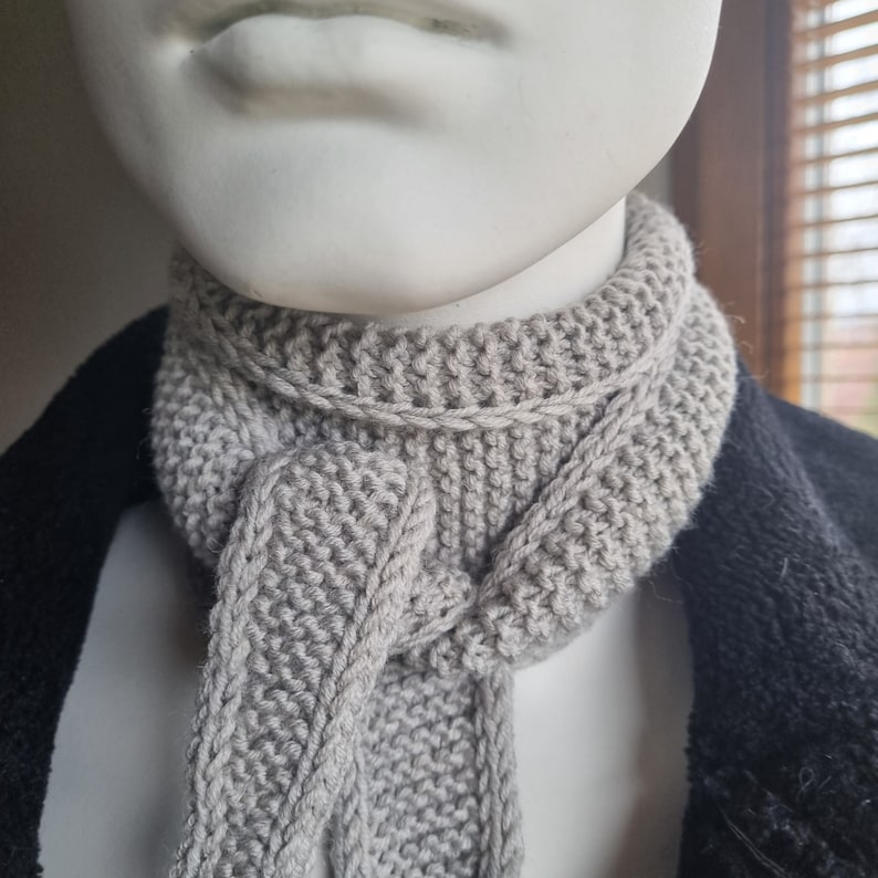 Petite écharpe tour de cou, écharpe en tricot, écharpe de cou, accessoire tendance light gray