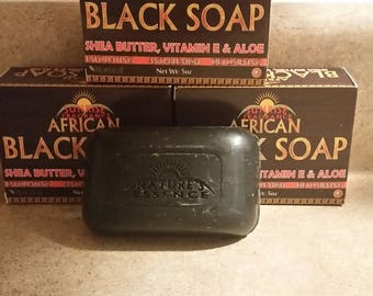 African Black Soap - For Face And Body - Razor Bump Prevention, Makeup Remover