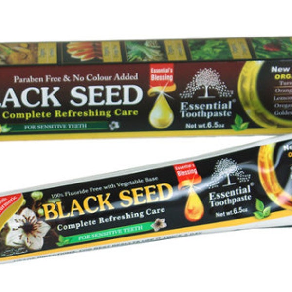 Organic Black Seed Essential Toothpaste 5 in 1 100% Fluoride Free & Vegetable Base for Sensitive Teeth