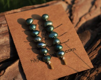 Horquillas con cuentas de perla de agua dulce azul