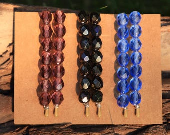 Horquillas con cuentas de cristal checo (¡3 colores!)