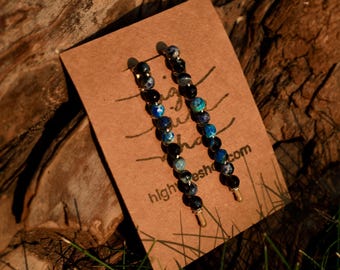 Horquillas con cuentas de ágata azul