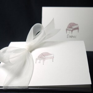 Piano Themed - Note Cards - Hand-Drawn and Personalized Folded White Note Cards, 4&quot;x 5.5&quot; with envelopes - Thank You Cards - Blank Cards