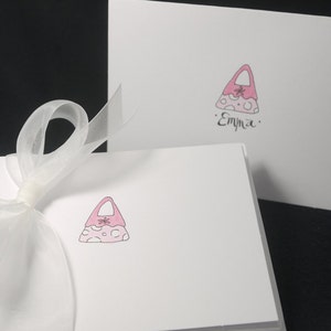Met stroken meisjesthema - notitiekaarten - handgetekende en gepersonaliseerde gevouwen witte notitiekaarten, 4 x 5,5 inch met enveloppen - bedankkaarten - blanco kaarten