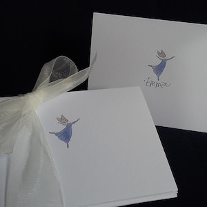 Engel-Thema - Grußkarten - Handgezeichnete und personalisierte gefaltete weiße Grußkarten, 10,5 x 14 cm mit Umschlägen - Dankeskarten - Blankokarten