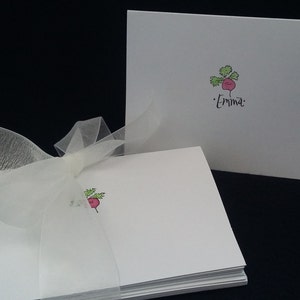 Cartes de correspondance sur le thème des légumes - Cartes de correspondance blanches pliées dessinées à la main et personnalisées, 4 x 5,5 po. avec enveloppes - Cartes de remerciement - Cartes vierges