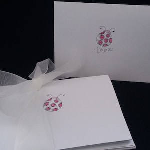 Cartes de correspondance sur le thème doodle bug-cartes de correspondance blanches pliées et dessinées à la main personnalisées, 4 x 5,5 po avec enveloppes-invitations-cartes de remerciement-cartes vierges