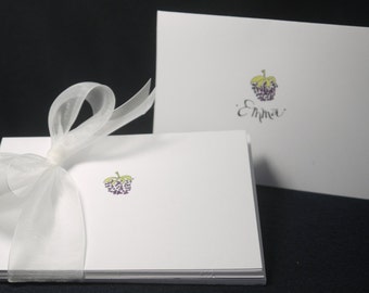 Beeren-Themen - Grußkarten - Handgezeichnete und personalisierte gefaltete weiße Grußkarten, 10 x 14 cm mit Umschlägen - Dankeskarten - Blankokarten