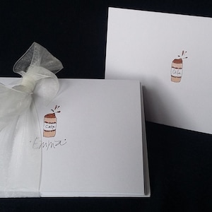 Kaffee-Themen-Karte - Handgezeichnete und personalisierte gefaltete weiße Karte, 10,5 x 14 cm - Einladungen - Dankeskarte - Blankokarten