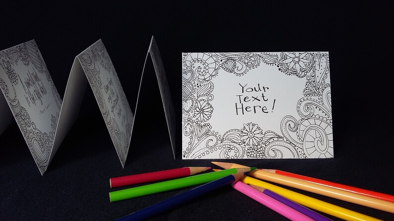 Hand-drawn Coloring Note Cards – Custom Text, Encouragement (set of 8 ...