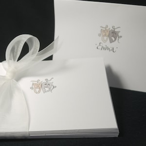 Theater-Thema - Grußkarten - Handgezeichnete und personalisierte gefaltete weiße Grußkarten, 10,5 x 14 cm mit Umschlägen - Dankeskarten - Blankokarten