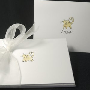 Cat Themed - Note Cards - Hand-Drawn and Personalized Folded White Note Cards, 4&quot;x 5.5&quot; with envelopes - Thank You Cards - Blank Cards