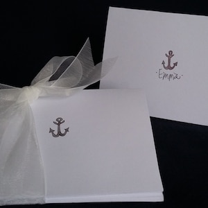 Sail Themed Note Cards - Hand-Drawn and Personalized Folded White Note Cards, 4" x 5.5" w/envelopes- Invitations-Thank You Cards-Blank Cards