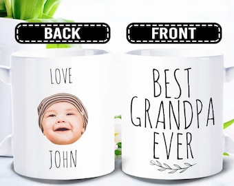 Best Grandpa Ever Mug, Custom mug baby face -  Personalized with photo of Children - FAM006