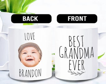 Best Grandma Ever Mug, Custom baby face mug, Personalized with photo of kids - FAM006