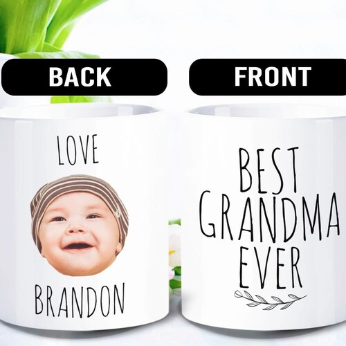 Best Grandma Ever Mug, Custom baby face mug, Personalized with photo of kids - FAM006