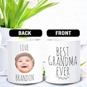 Best Grandma Ever Mug, Custom baby face mug, Personalized with photo of kids - FAM006