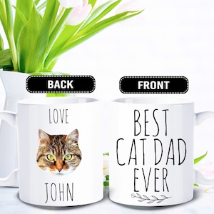 Custom Cat Dad Mug,  Best Cat Dad Ever, Cat Lover Gift Men, Personalized Cat Lover Gifts - FAM006