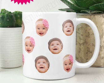 Custom Baby Face Mug, Custom Mug Photo, Multi-Avatar Face Photo Mug, Customized Photo Mug, Father's Day Gift, Mother's Day Gift - FAM025