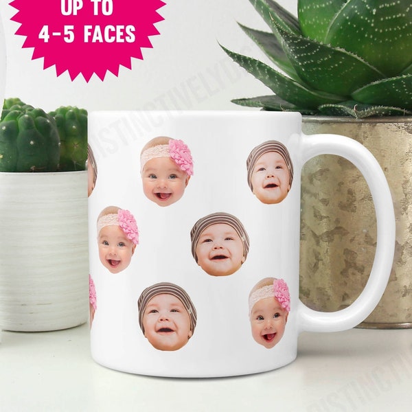 Custom Baby Face Mug, Custom Mug Photo, Multi-Avatar Face Photo Mug, Customized Photo Mug, Father's Day Gift, Mother's Day Gift - FAM025