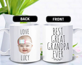 Great Grandpa Gift, Best Great Grandpa Ever Mug,  Custom mug baby face, Great Grandpa Gift -  Personalized with photo of kids - FAM006