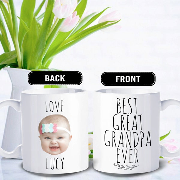 Great Grandpa Gift, Best Great Grandpa Ever Mug,  Custom mug baby face, Great Grandpa Gift -  Personalized with photo of kids - FAM006