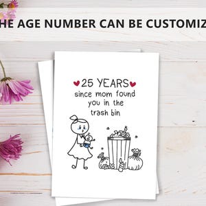 Funny Card For Sister, Birthday Card For Younger Brother, Sibling Bday, Custom Greeting Card - Bdy006