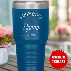 Promoted To Nonna Tumbler, Pregnancy Reveal Tumbler, Personalized Insulated Tumbler, New Nonna Gift - FAM002