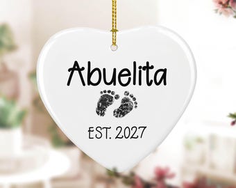 Abuelita Est Ornament, Gift for Abuelita, Gifts in Spanish Grandmother, Personalized Ornament for Grandparent, Pregnancy Reveal - FAM003