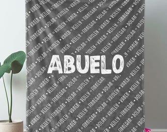 Abuelo Gifts, Personalized Throw Blanket for Abuelo Blanket, Fathers Day Gift From Granddaughter Grandkids, Spanish Grandpa Gifts - FPG013