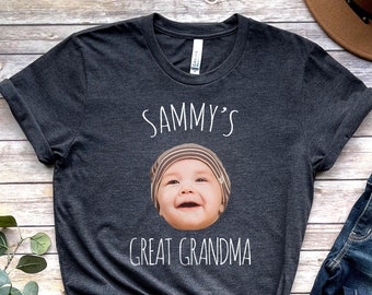 Great Grandma Gift, Custom photo Face Shirt of Great Grandkid, Personalized Face shirts, Baby Face on T-Shirt,  - FAM013