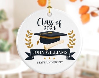 Graduation Ornament Personalized, Class Of 2024, College Ornament, College Graduation Gift for Her, Senior Graduation - GRA002