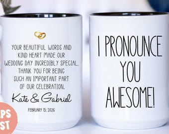 Wedding Officiant Gift, Custom Officiant Mug, Gift for Wedding Officiant, Best Wedding Officiant, Thank You for Marrying Us - WED015