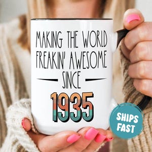 90th Birthday Gifts Ideas, Born in 1935 Vintage Mug, Funny Grandma Mom Dad Happy Birthday Present, Gift for Women - BDY003