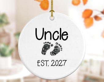 Personalize Ornament Gifts for Uncle, New Uncle Gift, Pregnancy Announcement Ornament for Uncle, Est Ornament - FAM003