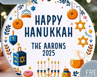 Happy Hannukah 2024, Hannukah Menorah Ornament, Hannukah Gifts, Personalized Christmas Hanukkah Ornament, Chanukah Gift, Xmas Gift  - CHO064